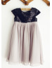Black Sequin Gray Chiffon Bohemian Flower Girl Dress